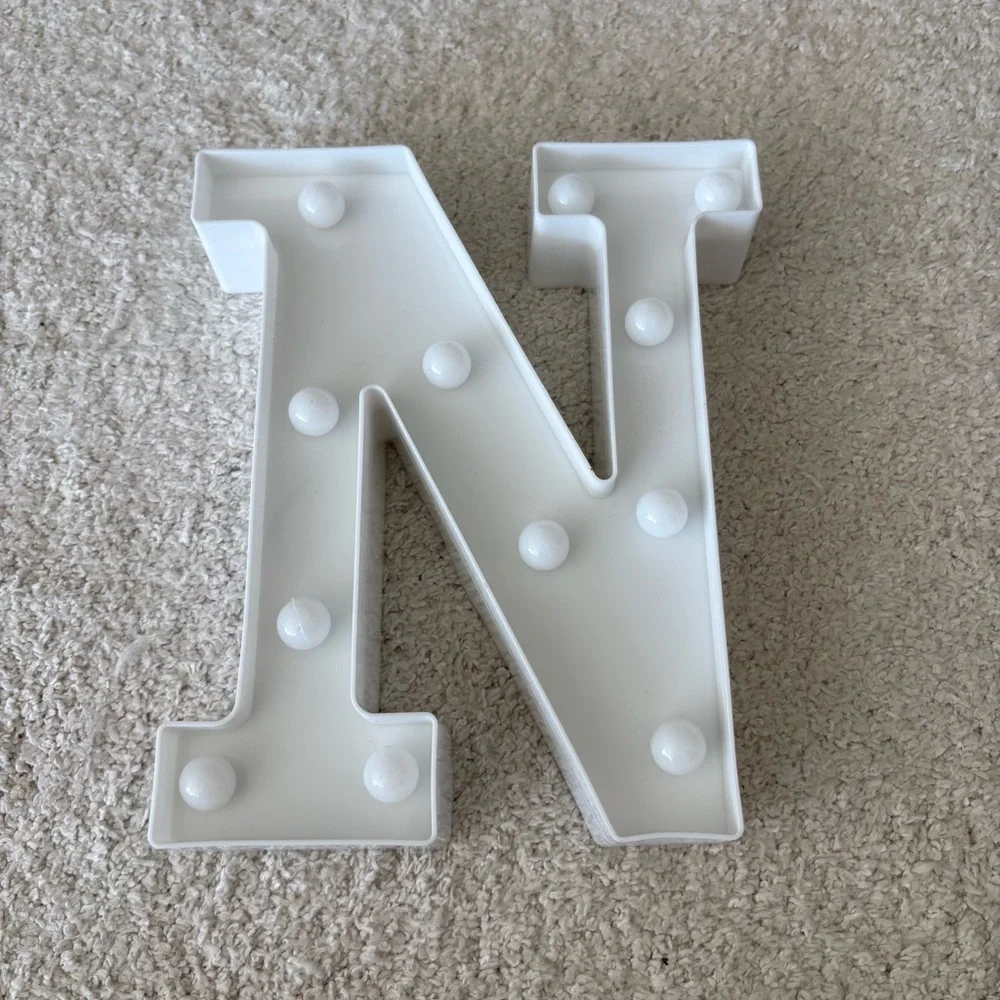 Light Up White Letter N Marquee Light - Picture 2 of 11